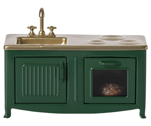 Maileg Mouse kitchen in Dark Green | Collectable Dollhouse Furniture