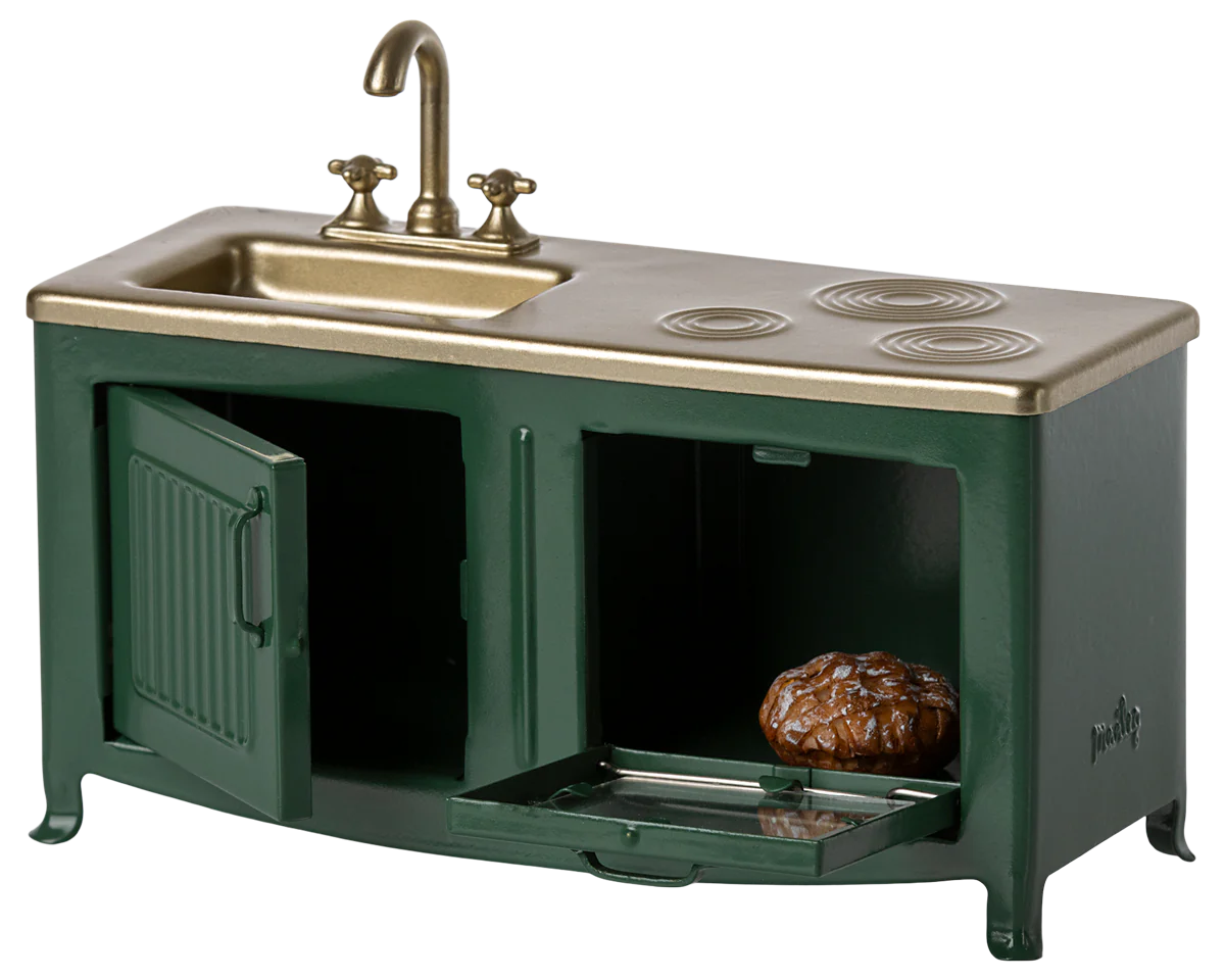 Maileg Mouse kitchen in Dark Green | Collectable Dollhouse Furniture