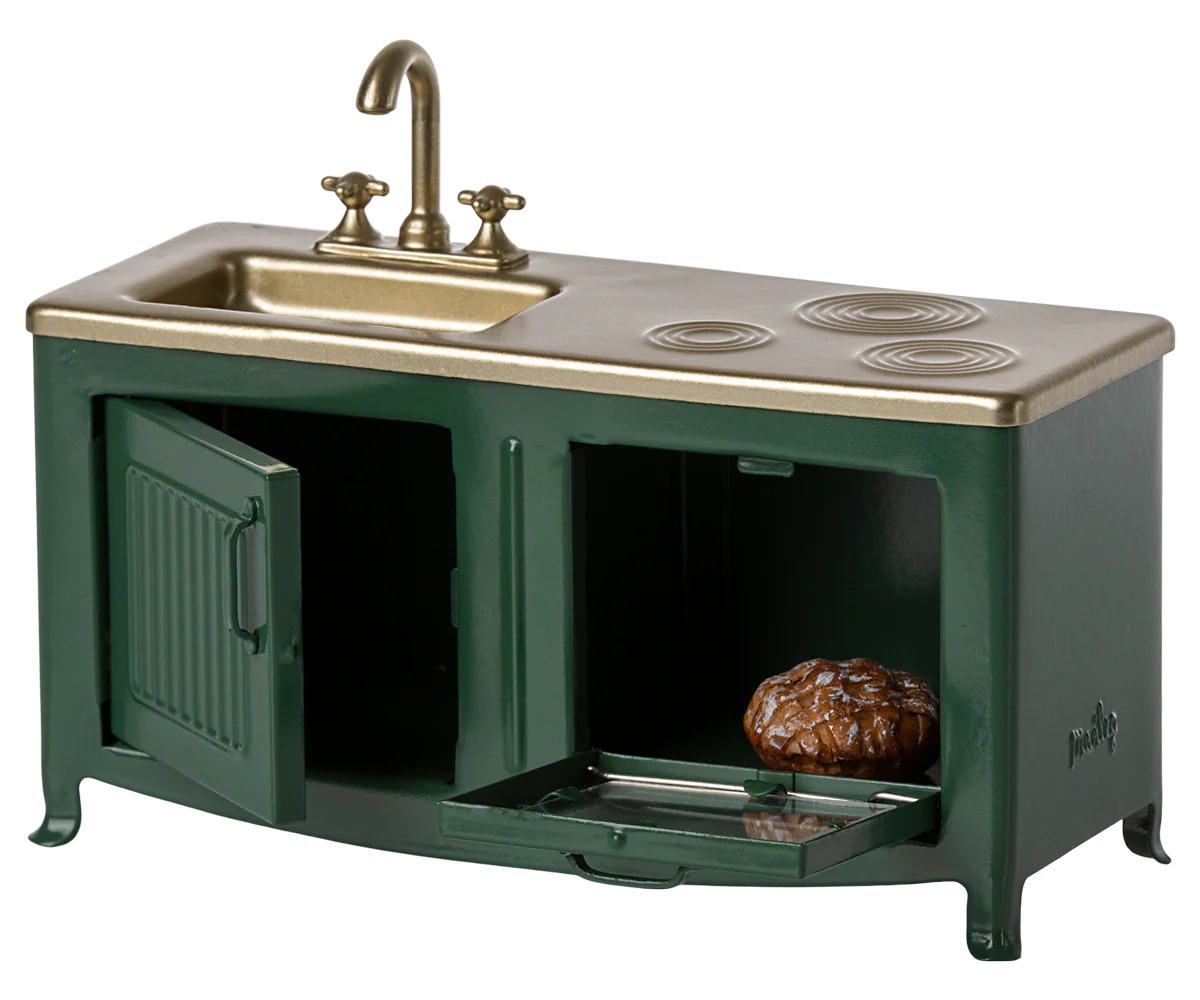 Maileg Mouse kitchen in Dark Green | Collectable Dollhouse Furniture