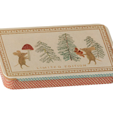 Metal box w. sliding lid - Christmas mice