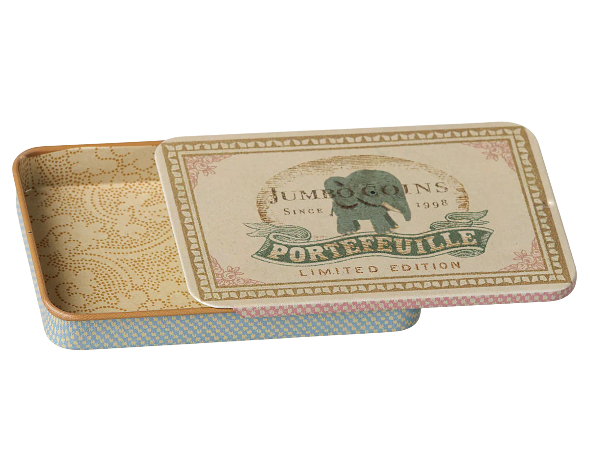 Metal box w. sliding lid - Jumbo coins - Blue