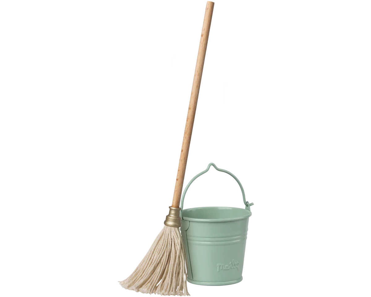 Miniature Bucket and Mop | Dollhouse Miniatures