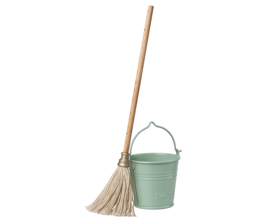 Miniature Bucket and Mop | Dollhouse Miniatures