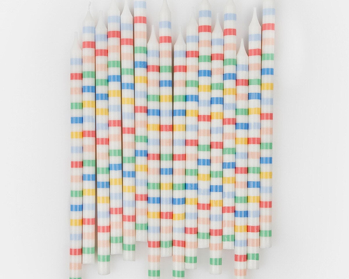 Multi Stripe Candles (x16)