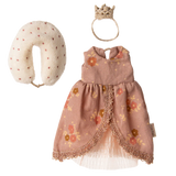 Mouse miniature dress with floral pattern, white headband, and beige pillow on a white background | Maileg UK