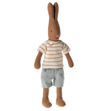 Rabbit, Size 1 - Chocolate brown - Striped blouse and shorts