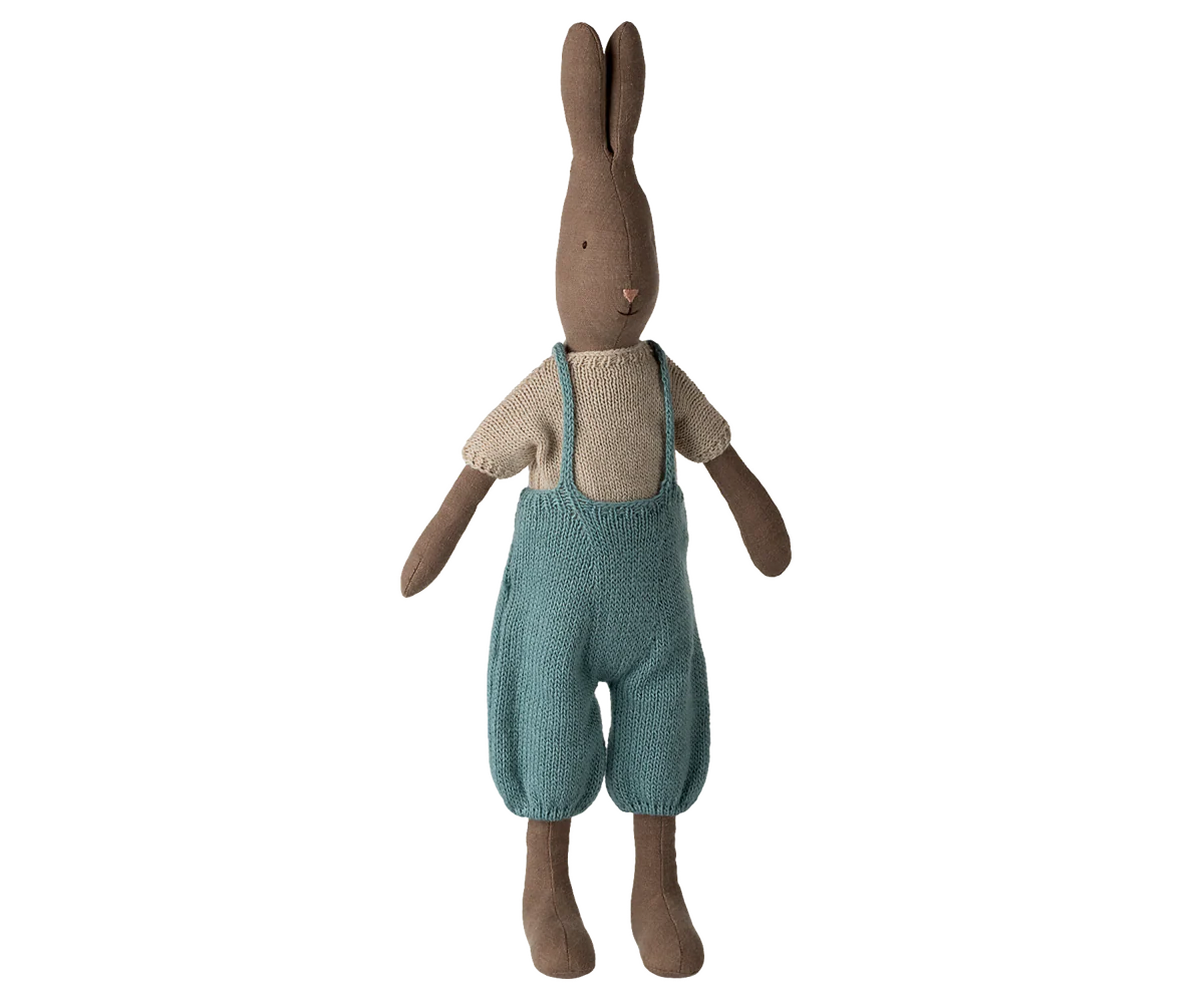 Rabbit, Size 3 - Brown - Knitted shirt and overall