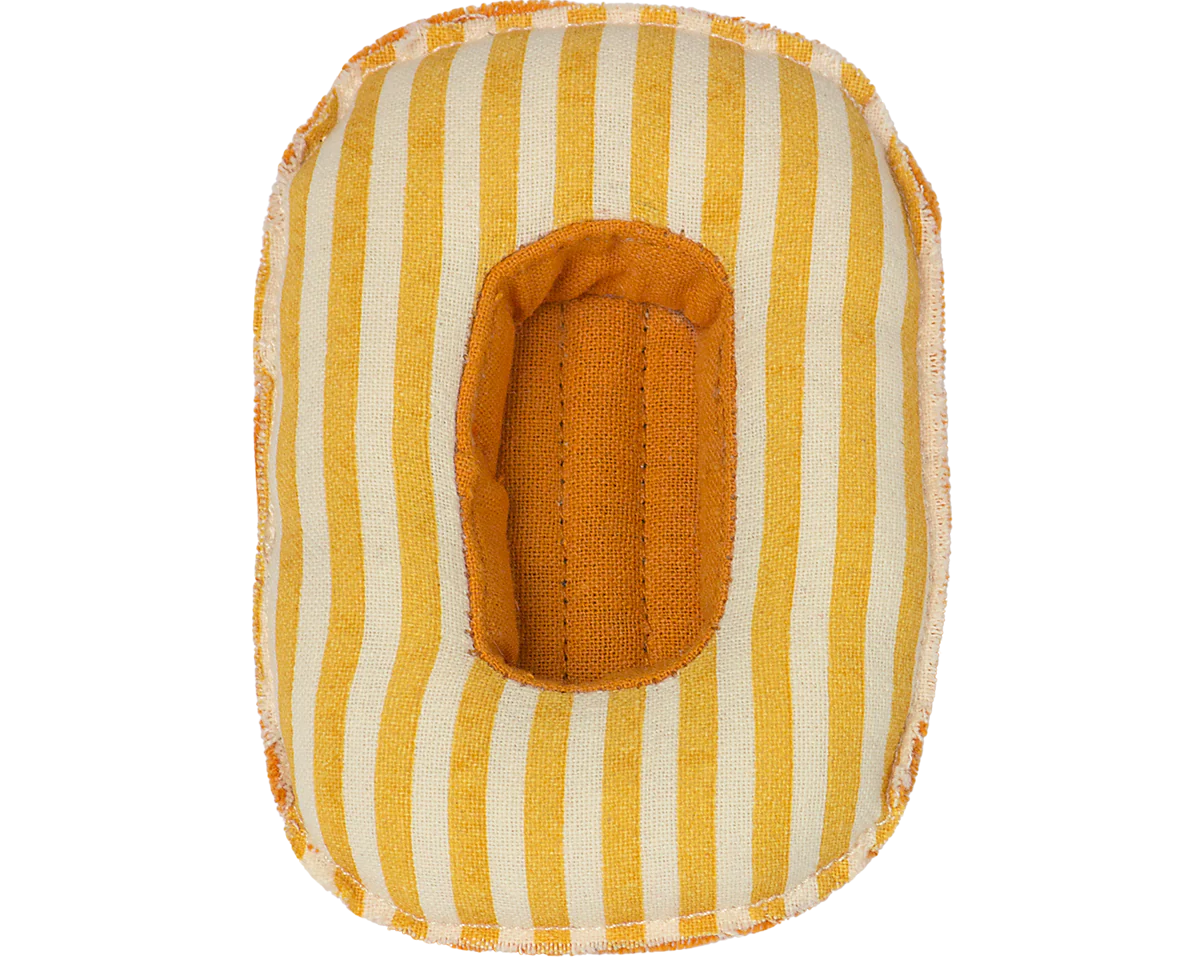 Striped fabric pouch with a pocket on a white background | Maileg UK