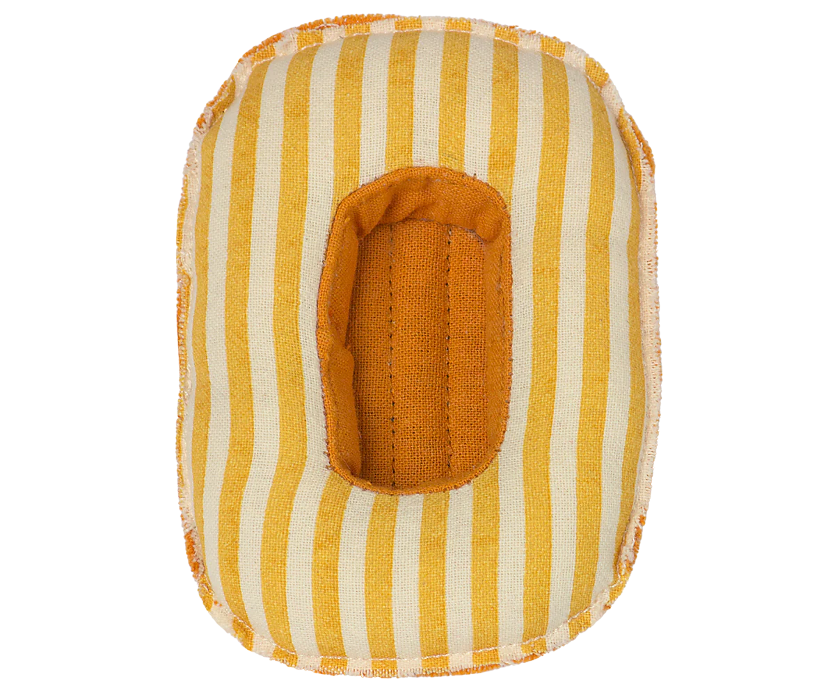 Striped fabric pouch with a pocket on a white background | Maileg UK