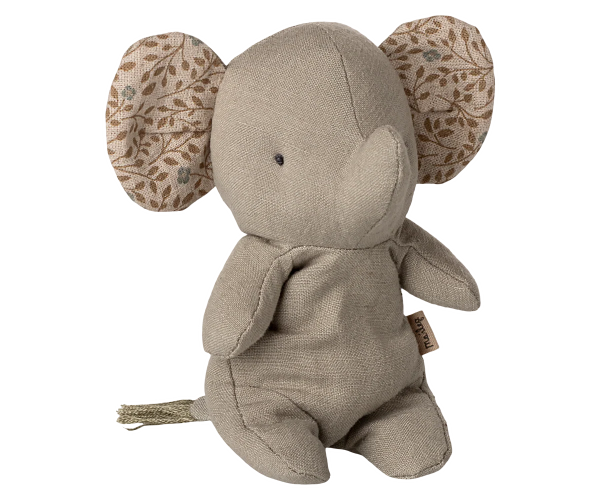 Textured elephant plush toy with patterned ears on a white background | Maileg UK