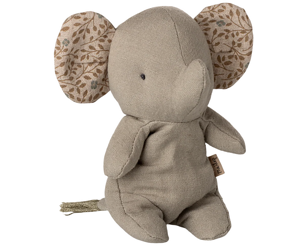Textured elephant plush toy with patterned ears on a white background | Maileg UK