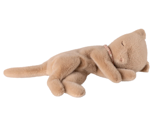 Sleeping kitten plush, Small - Cream peach