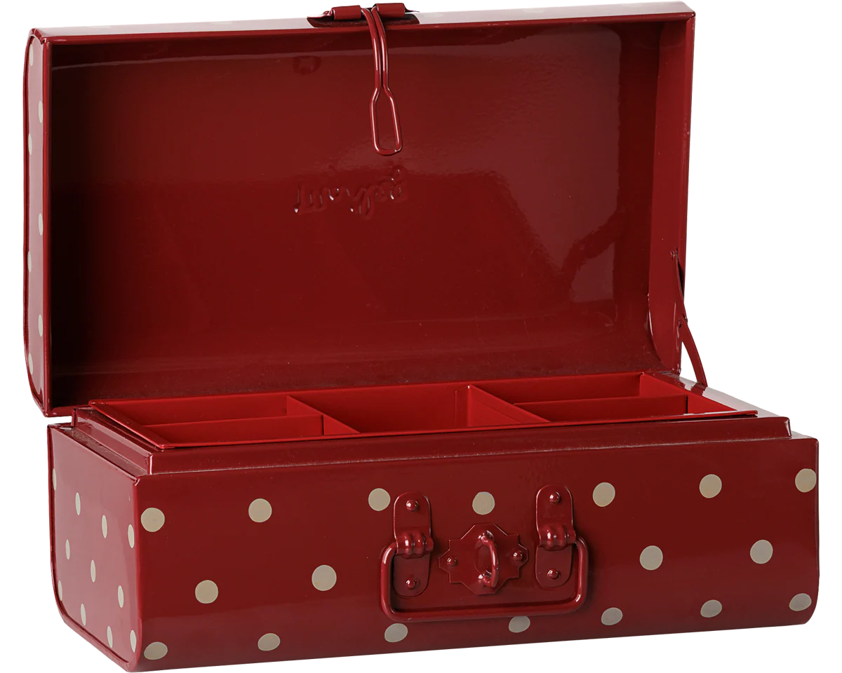 Storage suitcase, Small - Dark red w. tray