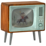 Vintage-style television with a cowboy on horseback on the screen | Maileg UK