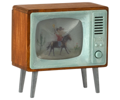 Vintage-style television with a cowboy on horseback on the screen | Maileg UK