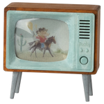 Vintage-style toy television with a cowboy on a horse screen | Maileg UK