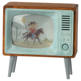 Vintage-style toy television with a cowboy on a horse screen | Maileg UK