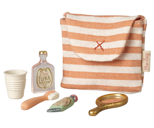 Toothbrush set in bag, Mouse - Coral stripe