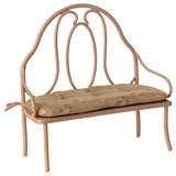 Decorative metal bench with a cushion on a white background | Maileg UK