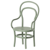 Light green chair with a woven seat on a white background | Maileg UK