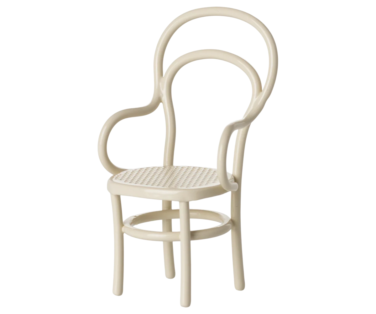White chair with armrests on a white background | Maileg UK