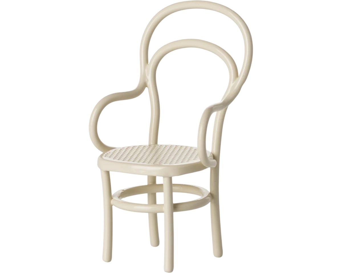 White chair with armrests on a white background | Maileg UK