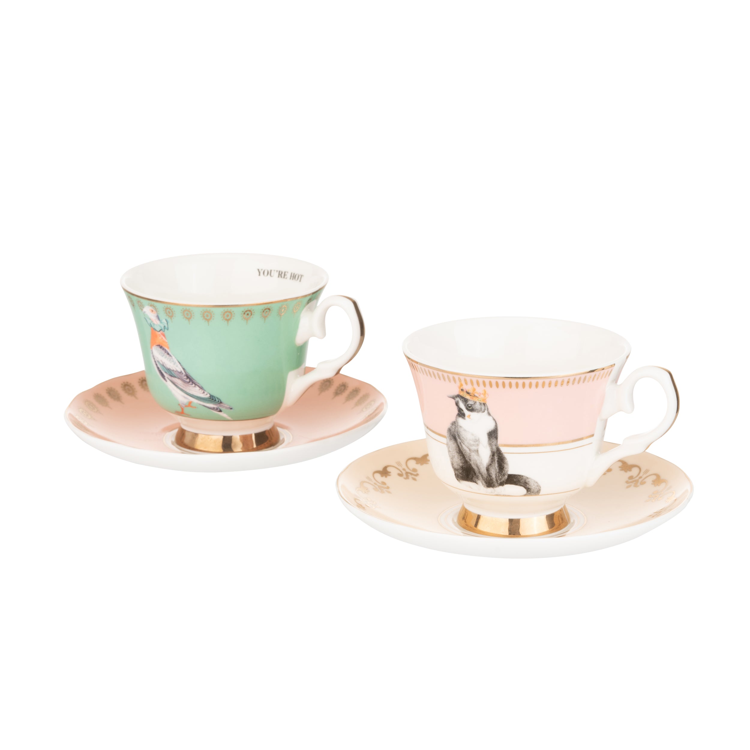 Yvonne Ellen Best of British Tea Cup and Saucers Set of Two | China Tea Cups
