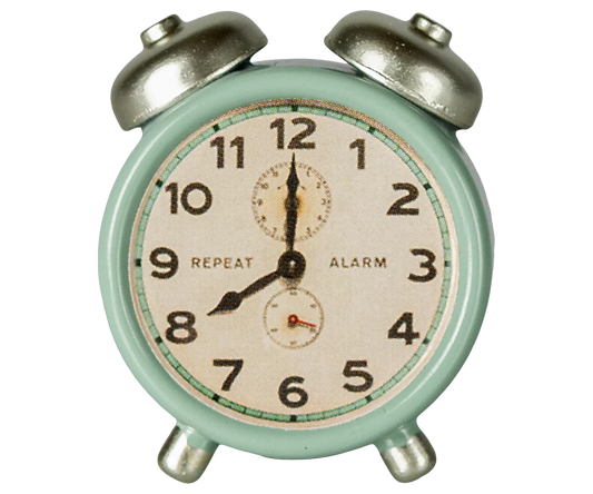 Maileg Alarm Clock, Mouse - Mint | Dollhouse Miniatures