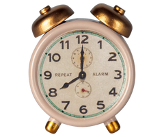 Maileg Alarm Clock, Mouse - Powder | Dollhouse Miniatures
