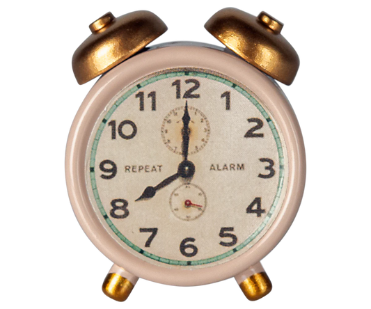 Maileg Alarm Clock, Mouse - Powder | Dollhouse Miniatures