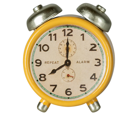 Maileg Alarm Clock, Mouse - Yellow | Dollhouse Miniatures