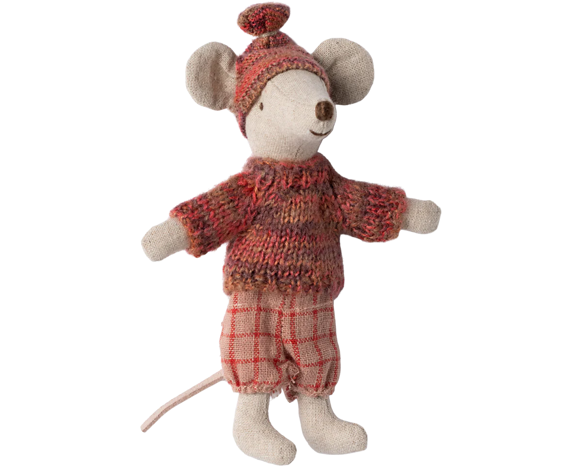 Maileg Winter mouse with ski set, Big sister - Rose