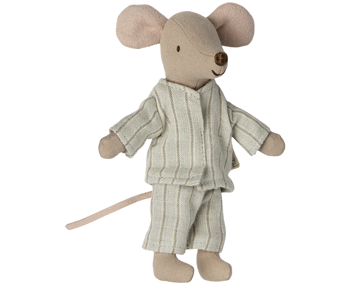 Big Brother Maileg Mouse in his blue stripe pyjamas | Collectable Heirloom Toys