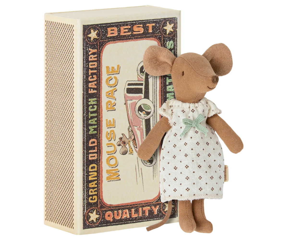 Big Sister mouse stood by her box of matches in her night dress | Collectable Heirloom Toys