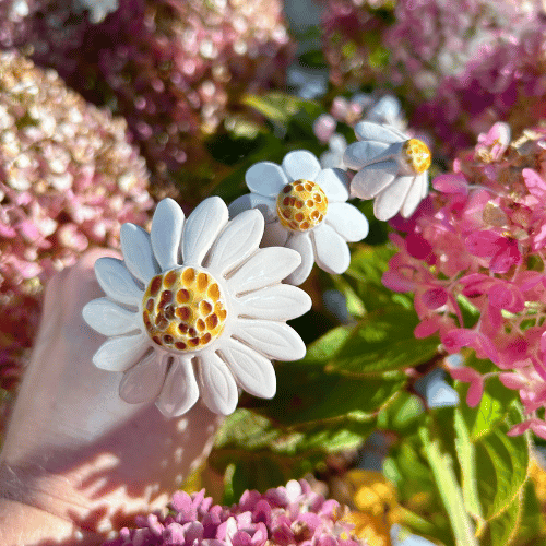 Ceramic Camomille Flower stake.