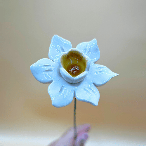 Ceramic Flower - White Daffodil