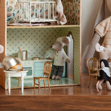Gold Maileg Chair shown in the mouse castle | Dollhouse Miniatures