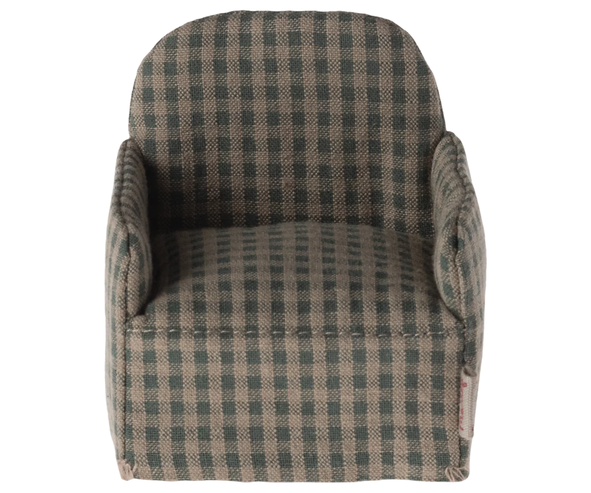 Maileg Chair Mouse - Green Checker | Dollhouse Furniture