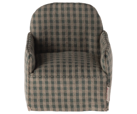 Maileg Chair Mouse - Green Checker | Dollhouse Furniture