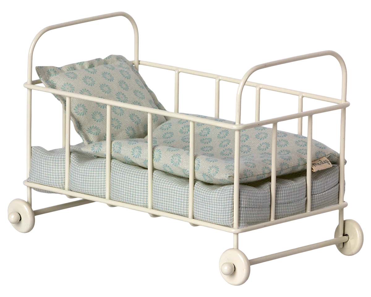 Maileg Cot Bed Micro Blue | Dollhouse Accessories