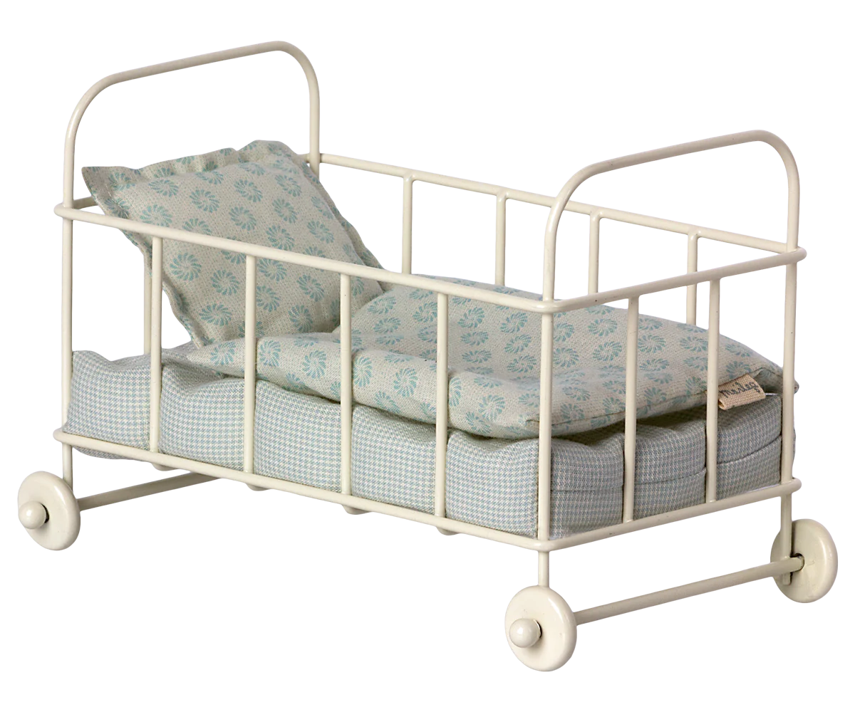 Maileg Cot Bed Micro Blue | Dollhouse Accessories