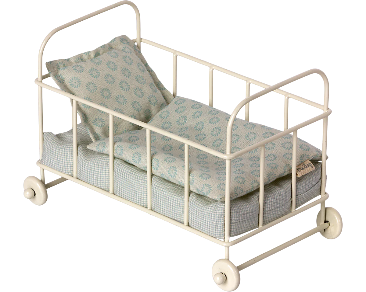 Maileg Cot Bed Micro Blue | Dollhouse Accessories