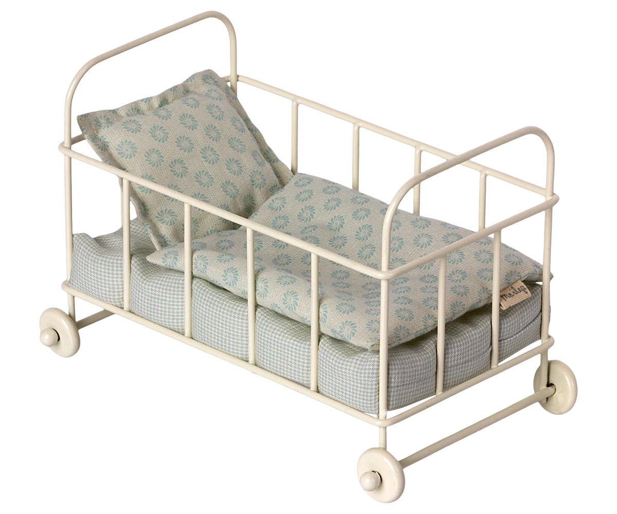 Maileg Cot Bed Micro Blue | Dollhouse Accessories