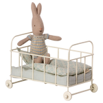 Maileg My Rabbit in Micro Cot Blue | Dollhouse Accessories