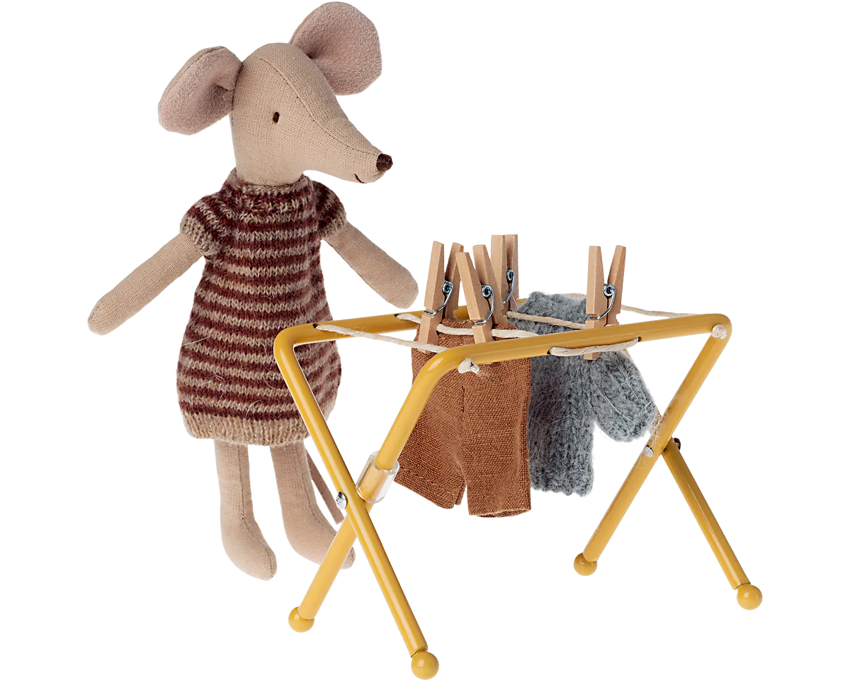 Maileg Mouse size drying rack with mini pegs | Dollhouse Miniature Furniture