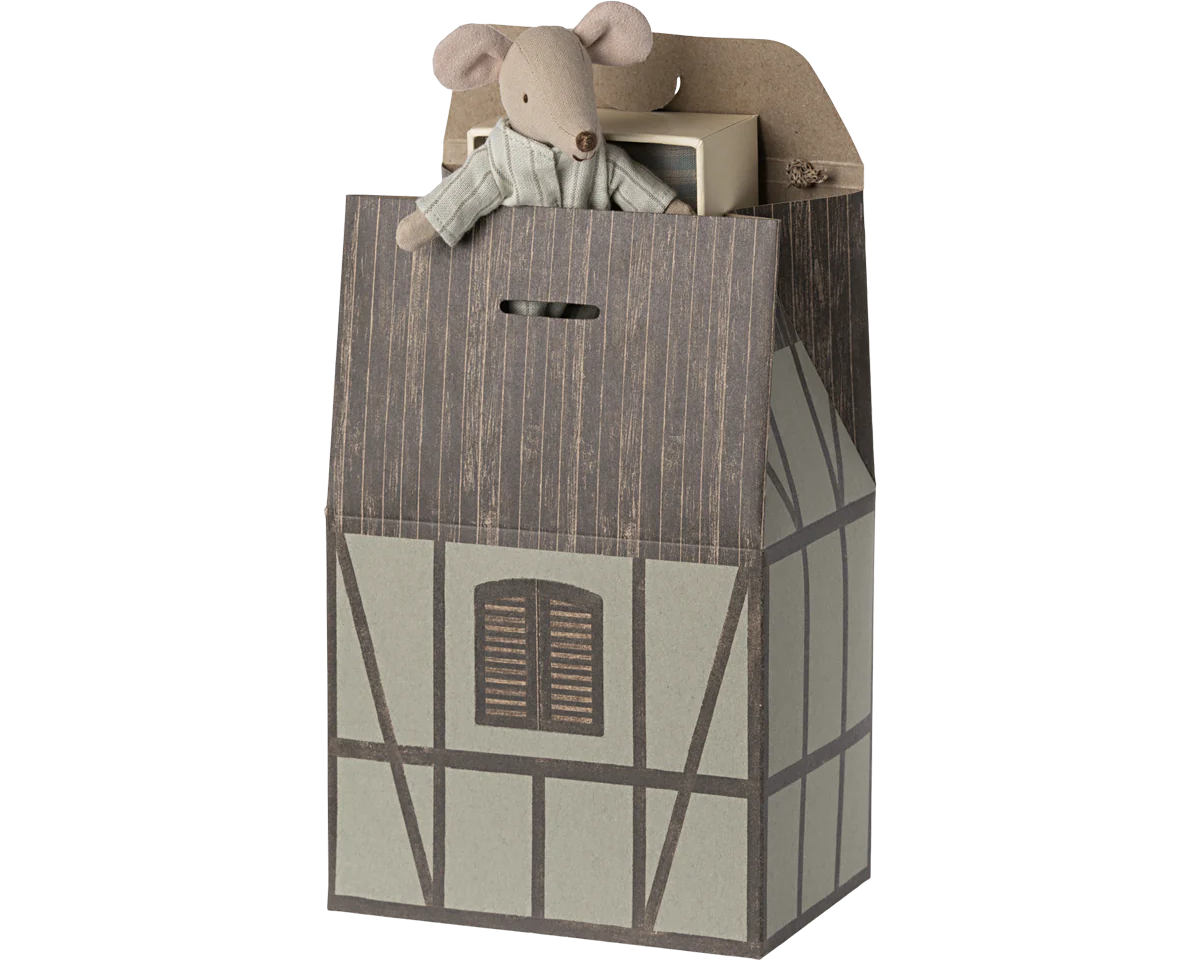 Maileg Mint House gift bag with opening window and door | collectable heirloom toys