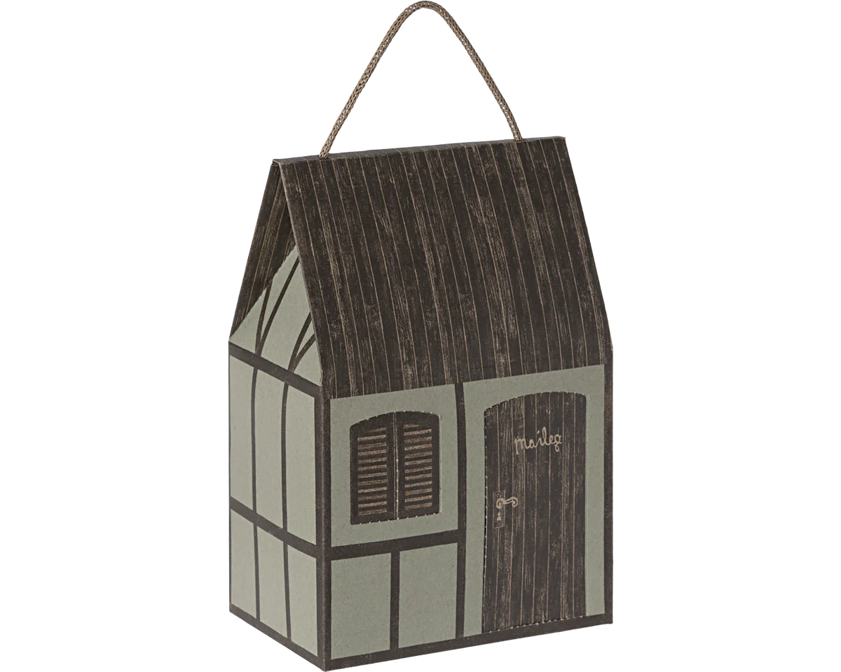 Maileg Mint House gift bag with opening window and door | collectable heirloom toys