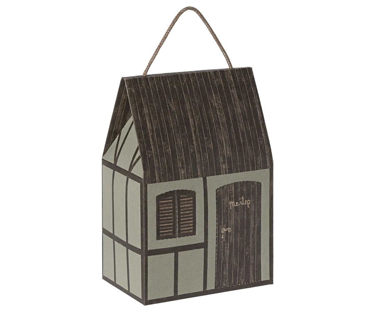 Maileg Mint House gift bag with opening window and door | collectable heirloom toys