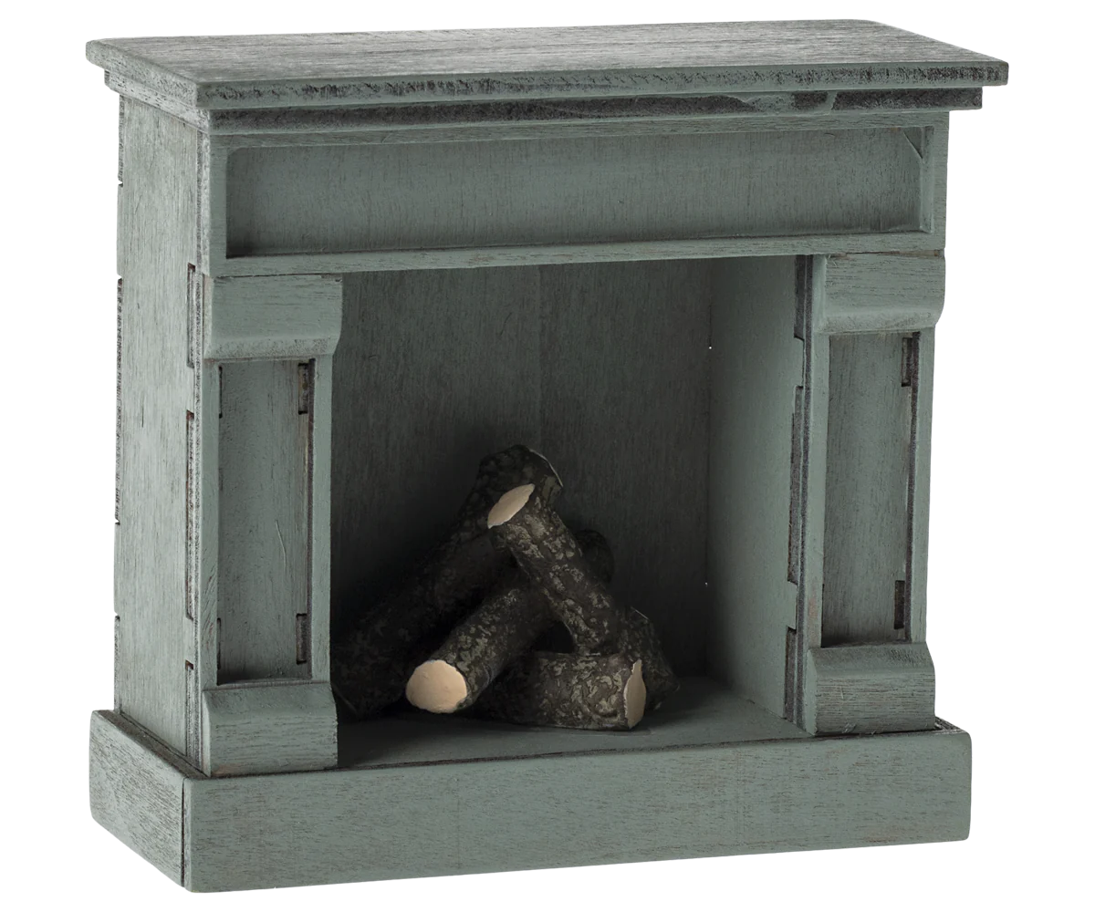 Maileg Fireplace, Mouse - Blue