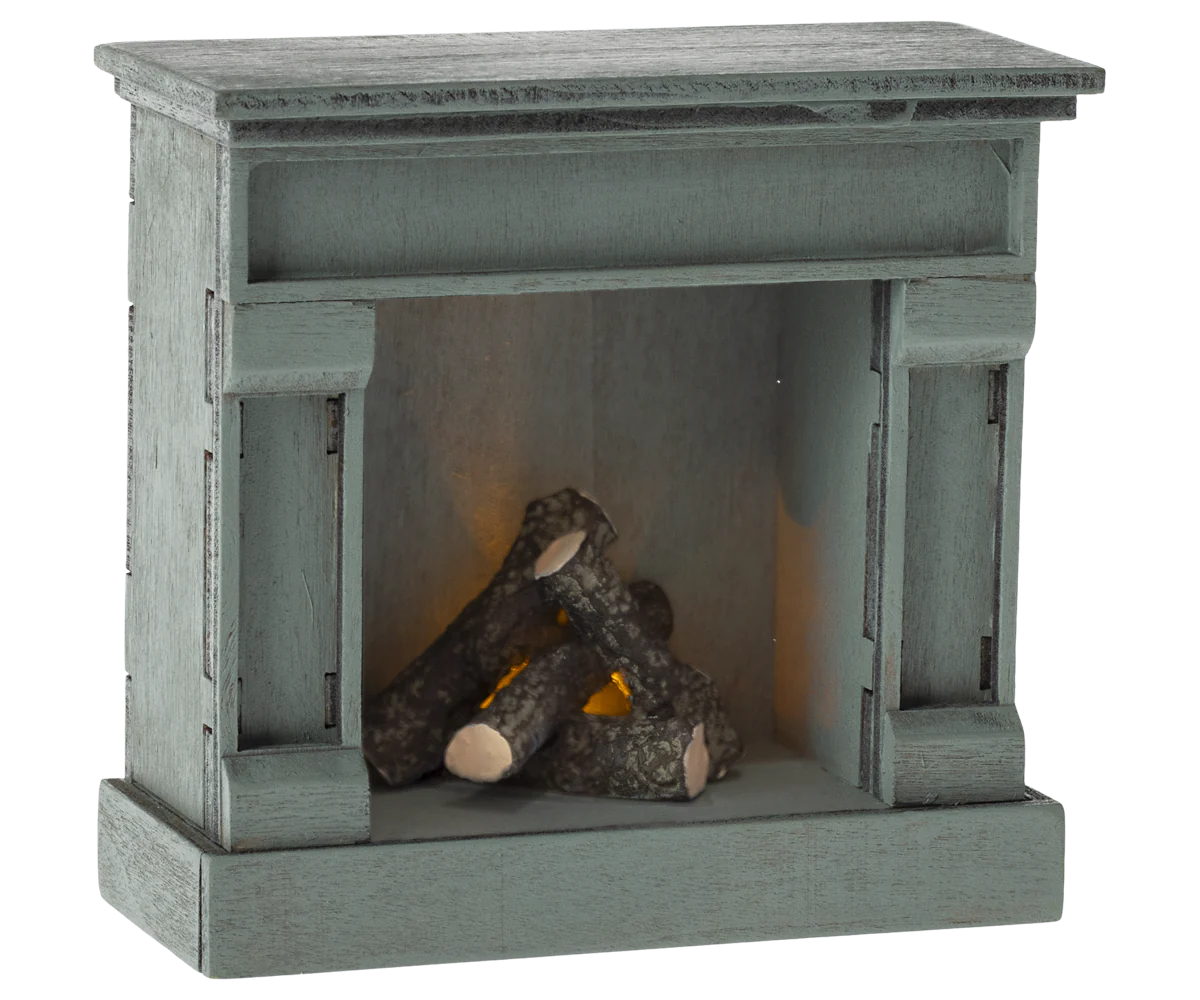 Maileg Fireplace, Mouse - Blue